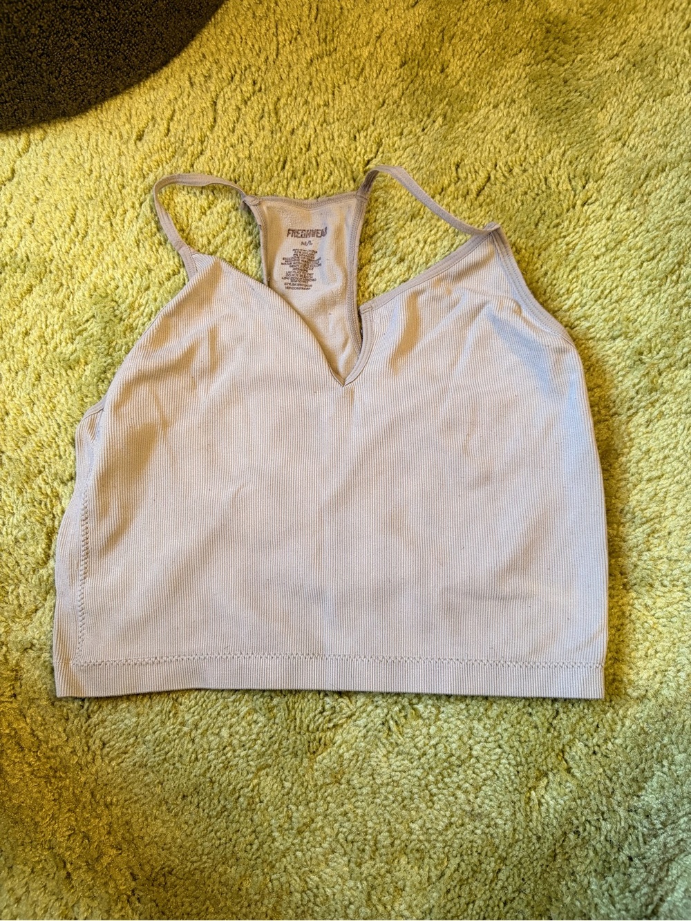 fresh light green or sage, Ribbed V-Notch Racerback Crop Top